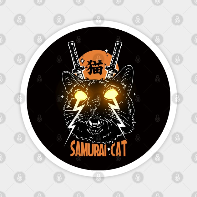 Samurai Cat Magnet by Artthree Studio